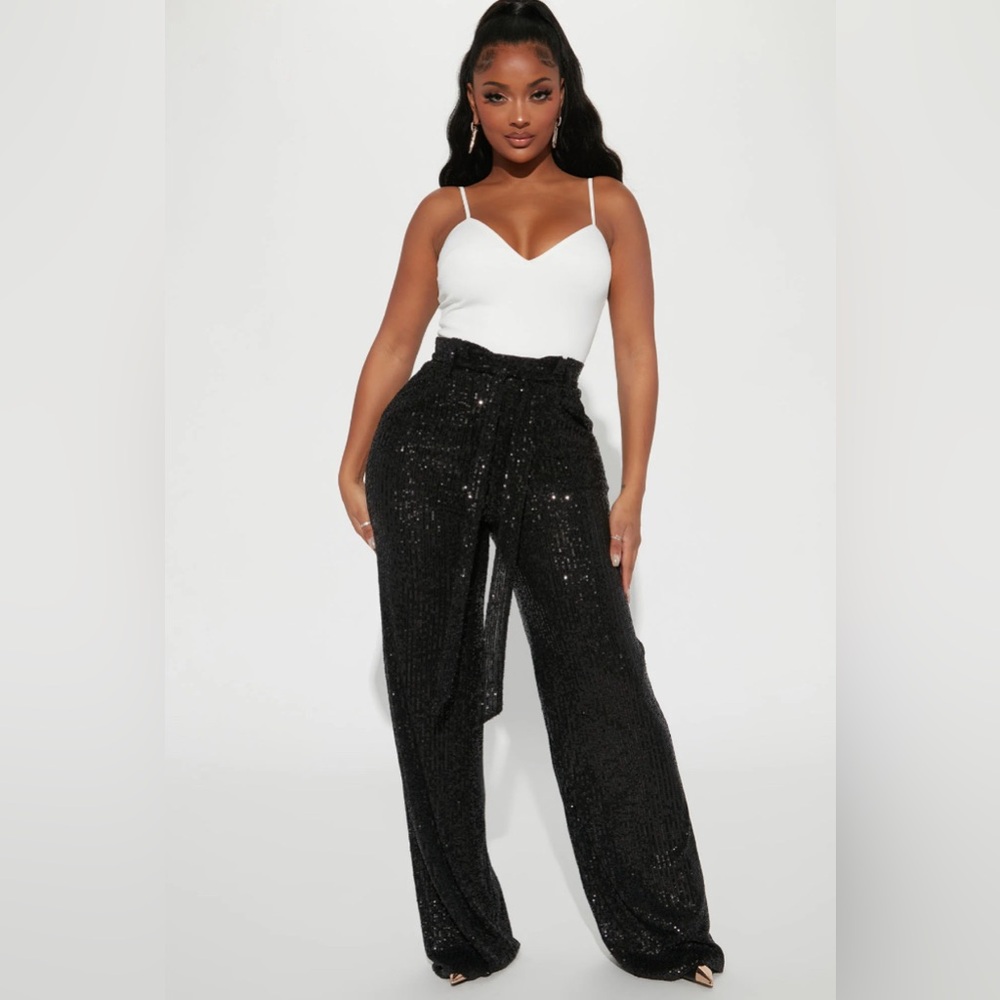 FASHION NOVA dress to impress  Sequin Jumpsuit black & white nwt